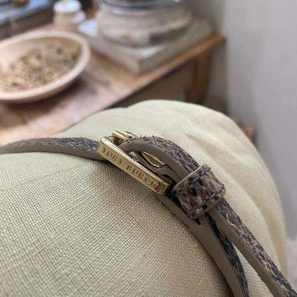 Authentic Tory Burch Python Print Leather Crossbody Handbag - Picture 4 of 16